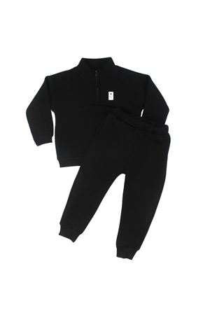 Erkek Çocuk Siyah Fermuarlı Yakalı Üç İp İkili Takım