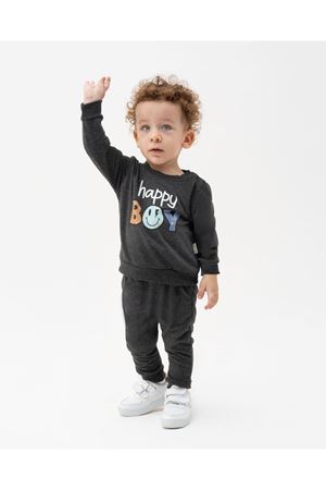 Erkek Bebek Antrasit Gri Happy Boy Yazılı 2'li Takım