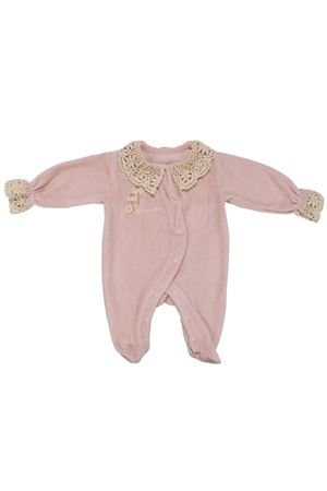 Kız Bebek Lila Dantelli Yakalı Kadife Çıtçıtlı Tulum