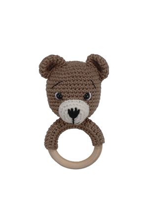 Amigurumi Sevimli Kahve Ayıcık Diş Kaşıyıcı Çıngıraklı Organik Oyuncak