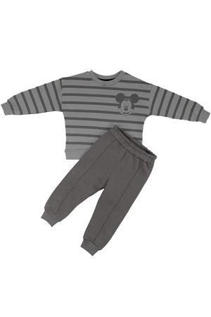Erkek Çocuk Gri Çizgili Fare Baskılı 2'li Takım
