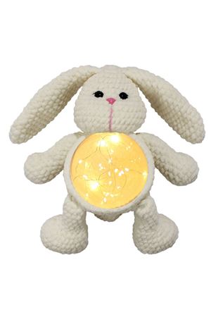 Amigurumi Ekru Krem Tavşan Gece Lambası Pilli Aksesuar Oyuncak