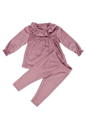 Kız Bebek Pembe Fırfırlı Kadife 2'li Takım