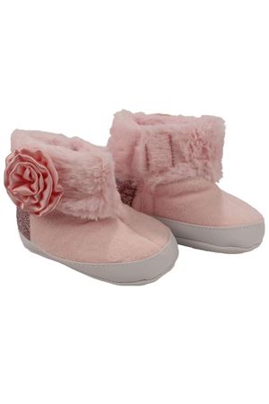 Kız Bebek Pembe Tüylü Kürklü Güllü Cırtlı Bot Panduf