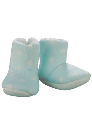 Erkek Bebek Mavi Beyaz Puanlı Peluş Panduf 6-18 Ay