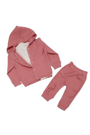 Kız Bebek Pembe Fırfırlı Hırkalı Badili 3 Lü Takım
