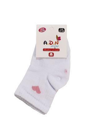 Kız Çocuk Beyaz Pembe Kalp Desenli Patik Çorap
