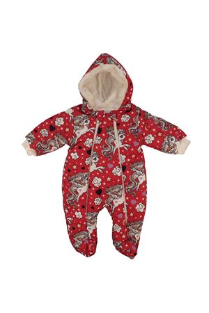 Kız Bebek Kırmızı Unicorn Desenli Çift Fermuarlı İçi Peluş Patikli Kozmonot