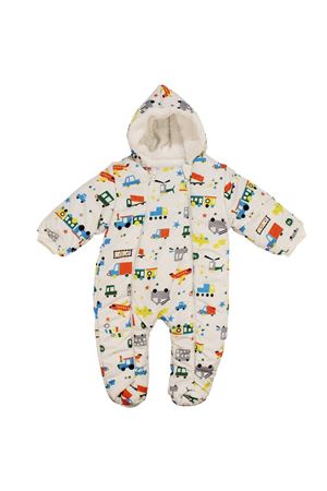 Erkek Bebek Beyaz Renkli Araba Uçak Desenli Çift Fermuarlı İçi Peluş Patikli Kozmnot