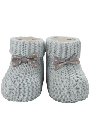 Unisex Gri Puanlı Fiyonklu Triko Patik 0-6 Ay