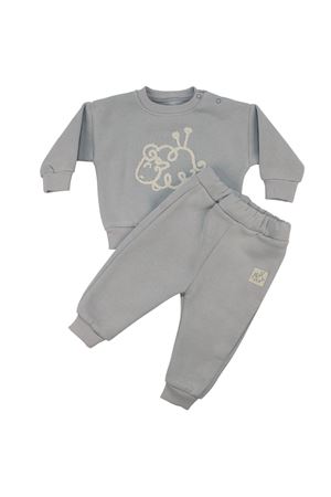 Unisex Gri Kuzu Nakışlı Üç İp İkili Takım