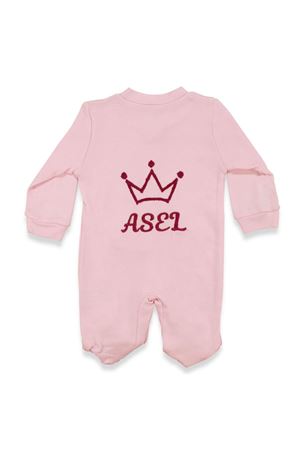 Kız Bebek Pembe Mor Taç Nakışlı İsimli İsme Özel Tulum