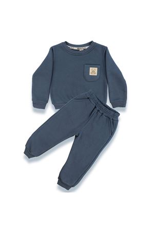 Erkek Çocuk Mavi Cepli Ayı Armalı Üç İp 2'li Takım