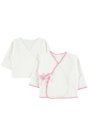 Kız Bebek Pembe Biyeli Beyaz İç Dış Zıbın