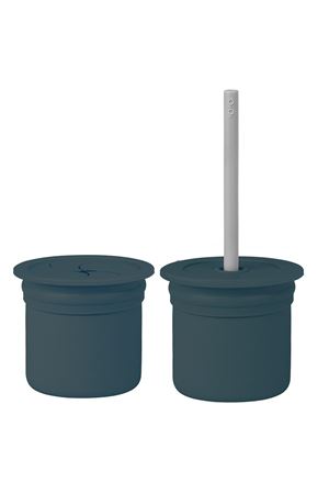 OiOi Ham+Hüp Pipetli Silikon Bardak Seti Deep Blue / Powder Grey