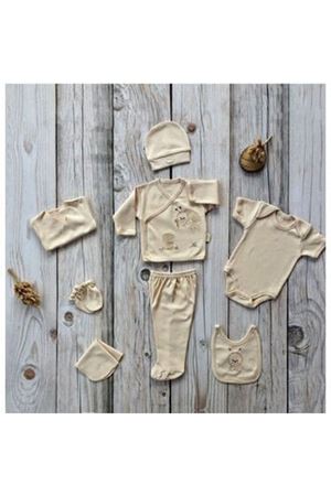 Sütlü Kahve Arı Nakışlı 8 Parça Hastane Çıkış Seti