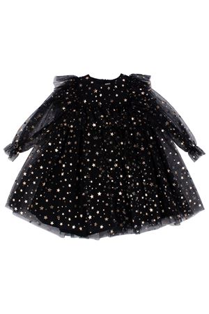 Kız Çocuk Siyah Gold Yıldız Desenli Tüllü Elbise