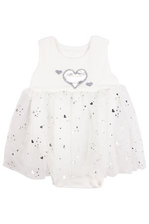 Kız Bebek Beyaz Tüllü Kalpli Zıbınlı Elbise