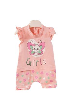 Kız Bebek Pembe Kelebek Baskılı Tulum