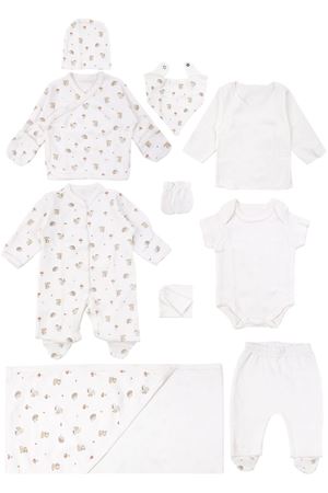 Unisex Ekru Kahve Tavşan Ve Sincap Desenli 10 Parça Hastane Çıkışı