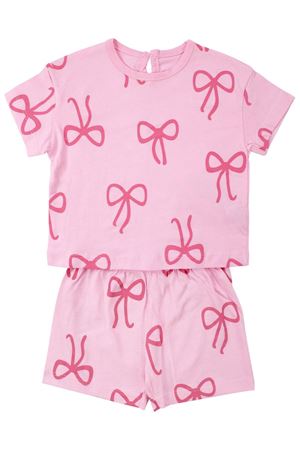 Kız Bebek Pembe Fiyonk Desenli Şortlu 2'li Takım