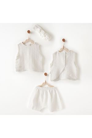 Andywawa AC26643 Baby Chic 3lü Takım Ekru