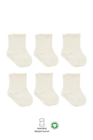 Bistyle 6'Lı Basic Penye Soket Çorap 10101 Ekru