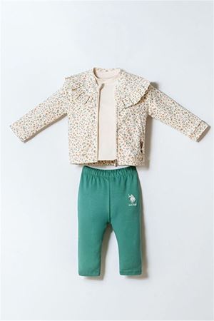 U.S. Polo 3lü Takım USB2981 Ekru Yeşil