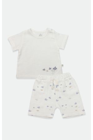 Bistyle 2li Takım Şort Müslin Little Boats 14126 Ekru