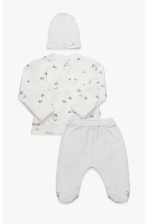 Bistyle 3lü Zıbın Takım Little Boats 13125 Ekru