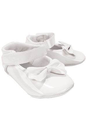 Kız Bebek Beyaz Fiyonklu Çıtçılı Rugan Babet Ayakkabı