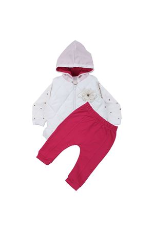 Kız Bebek Broşlu Beyaz Şişme Yelekli Kalpli Badili Üçlü Lüks Takım