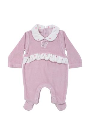 Kız Bebek Pudra Kelebek Nakışlı Puantiyeli Kadife Patikli Tulum