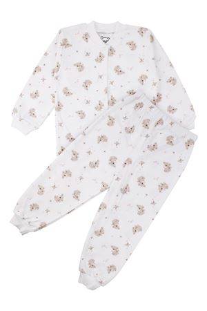 Kız Çocuk Ekru Bej Koala Desenli Çıtçıtlı Pijama Takımı