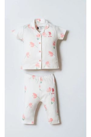 U.S. Polo Gömlek Pijama Takımı USB2988 Beyaz-Pudra