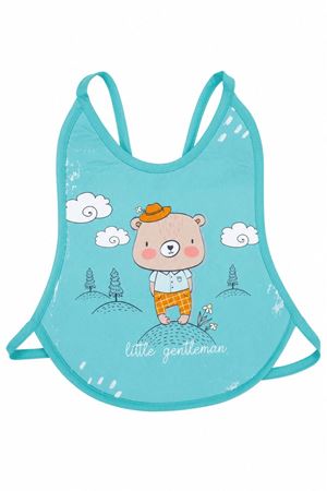 Unisex Turkuaz Şapkalı Ayılı Desenli Su Geçirmez Önlük