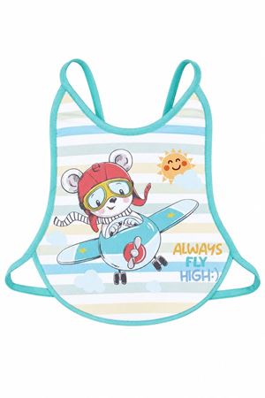 Erkek Bebek Turkuaz Uçak Desenli Su Geçirmez Önlük