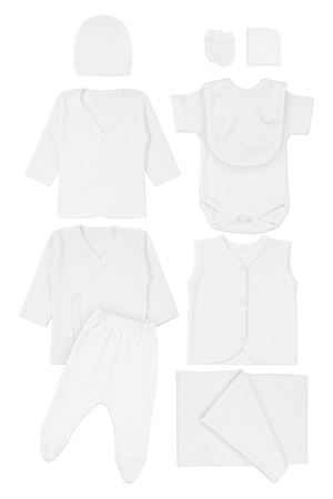 Unisex Ekru Naturel %100 Pamuk 10 Parça Hastane Çıkış Seti
