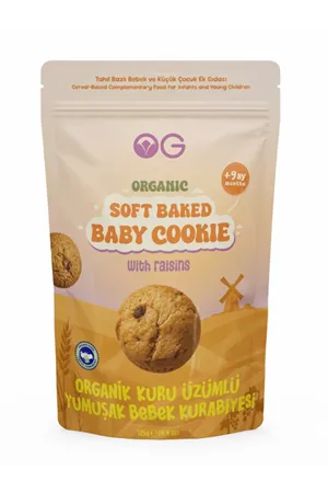 OG Natural Organik Kuru Üzümlü Yumuşak Bebek Kurabiyesi 125g