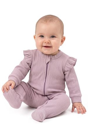 Kız Bebek Lila Fermuarlı Fırfırlı Tulum 0-3 Ay