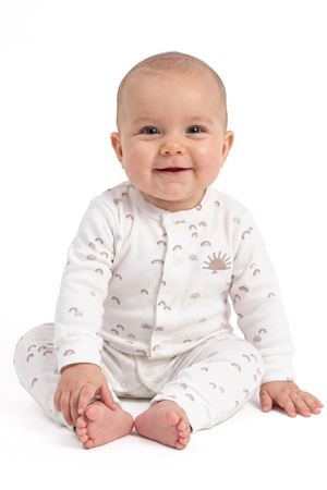 Unisex Beyaz Gökkuşağı Baskılı Tulum 0-3 Ay