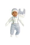 Ayıcık Askılı Papyonlu 5'li Erkek Bebek Hastane Çıkış Seti - Mavi