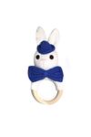 Büyük Mavi Şapkalı Beyaz Tavşan Amigurumi Çıngırak
