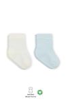 Bistyle Puan Derby Penye Soket Çorap 2li 10103 Mavi Ekru