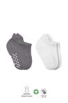 Bistyle 2'Li Sneakers Kaymaz Colours Penye Çorap 20104 Gri Beyaz