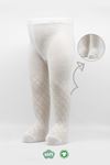 Bistyle Tekli Ekose Kabartma Penye Külotlu Çorap BS50105 Ekru