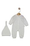 Unisex Ekru Fitilli Düğümlü Bereli Çıtçıtlı Tulum