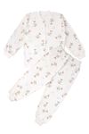 Unisex Ekru Ördek Desenli Çıtçıtlı Pijama Takımı