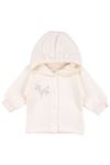 Kız Bebek Ekru Kapitoneli Kapüşonlı Çıtçıtlı Me Nakışlı Hırka