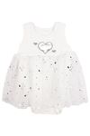 Kız Bebek Beyaz Tüllü Kalpli Zıbınlı Elbise